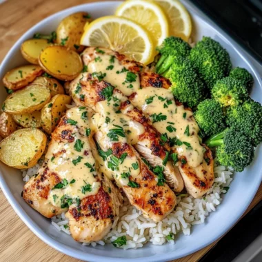 Ultimate Creamy Lemon Garlic Chicken with Rice & Veggies