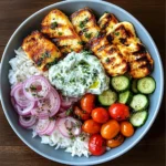 Ultimate Greek Halloumi Bowl with Tzatziki & Veggie Medley
