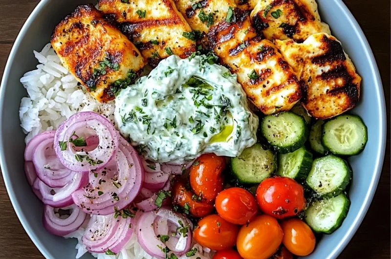 Ultimate Greek Halloumi Bowl with Tzatziki & Veggie Medley