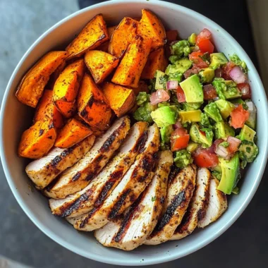 Ultimate Grilled Chicken Power Bowl with Sweet Potato Wedges & Fresh Salsa