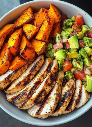Ultimate Grilled Chicken Power Bowl with Sweet Potato Wedges & Fresh Salsa