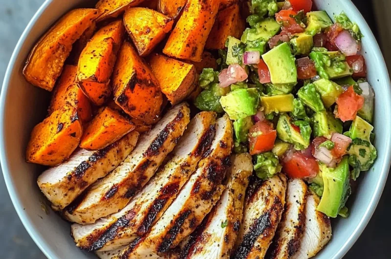Ultimate Grilled Chicken Power Bowl with Sweet Potato Wedges & Fresh Salsa
