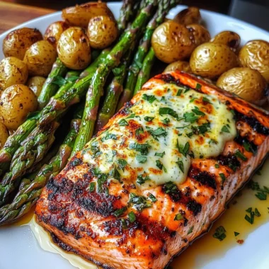 Ultimate Grilled Salmon with Cheesy Asparagus & Herb-Roasted Baby Potatoes