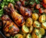 Ultimate Sticky BBQ Chicken Drumsticks with Crispy Potatoes & Fresh Garden Salad