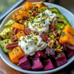 Vibrant Autumn Harvest Salad with Whipped Ricotta Clouds & Maple-Glazed Pecans