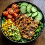 Zesty Grilled Chicken Guacamole Bowl with Summer Veggies
